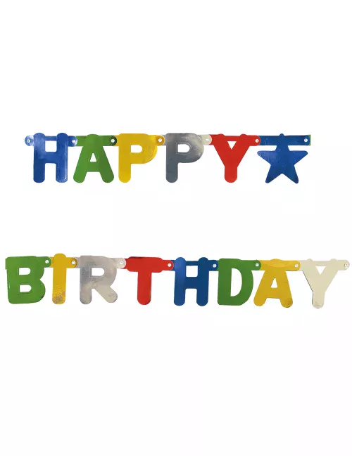 Photo du produit Guirlande métallisé Happy Birthday multicolore 1,56 m