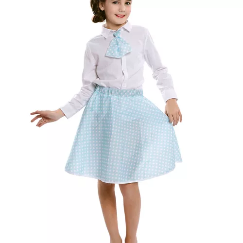 Photo du produit Jupe avec cravate pin-up bleu ciel fille