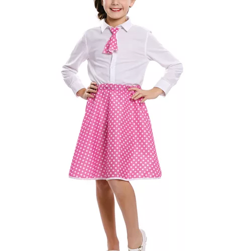 Photo du produit Jupe avec cravate pin-up rose fille