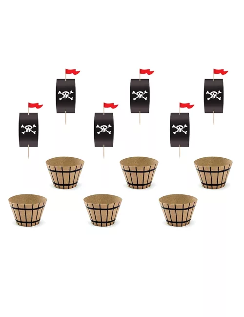 Photo du produit Kit à cupcake fête de pirate 4,8 x 7,6 x 4,6 cm - 20 cm