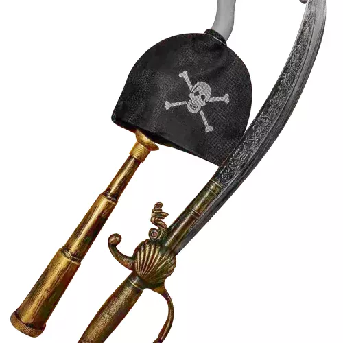 Photo du produit Kit d'accessoires de pirate avec crochet, longue-vue et sabre
