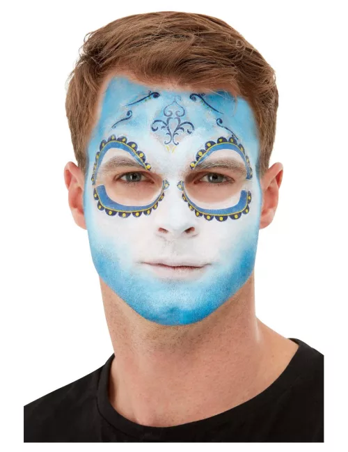 Photo du produit Kit maquillage et tatoo Dia de los Muertos bleu adulte