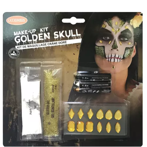 Photo du produit Kit maquillage squelette sexy doré adulte