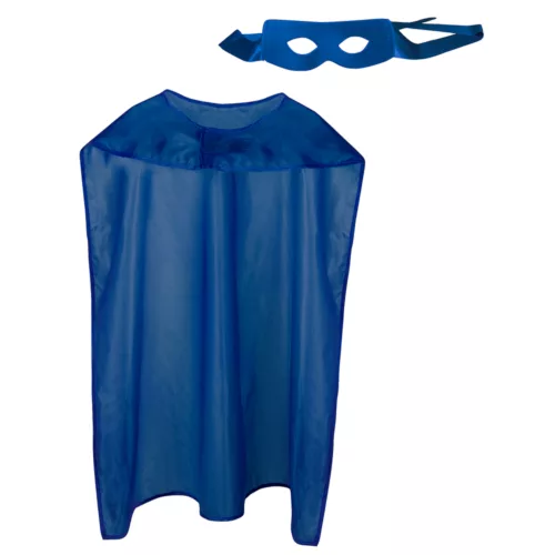Photo du produit Kit cape et masque de super héros bleu adulte