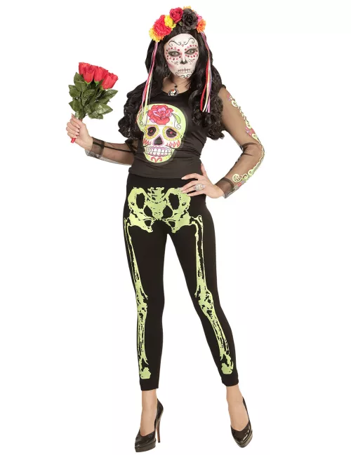 Photo du produit Legging squelette vert fluo femme