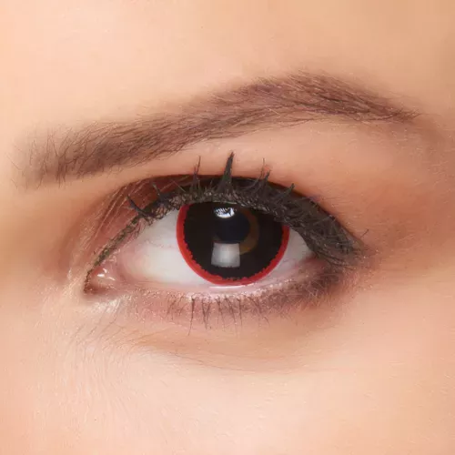 Photo du produit Lentilles fantaisie noire contour rouge 3 mois adulte