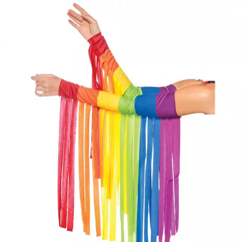 Photo du produit Manchettes à franges arc-en-ciel adulte