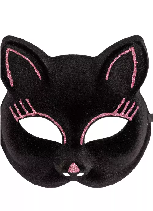 Photo du produit Masque chat avec paillettes roses adulte
