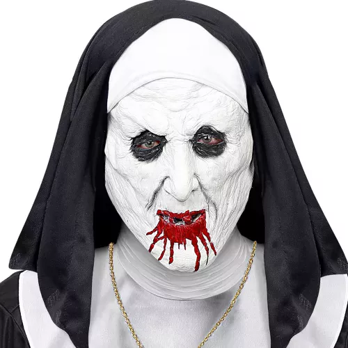 Photo du produit Masque demi-tête nonne horrible avec coiffe adulte