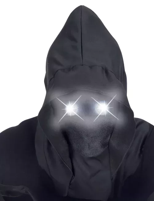 Photo du produit Masque intégral à capuche visage invisible et yeux lumineux blanc adulte