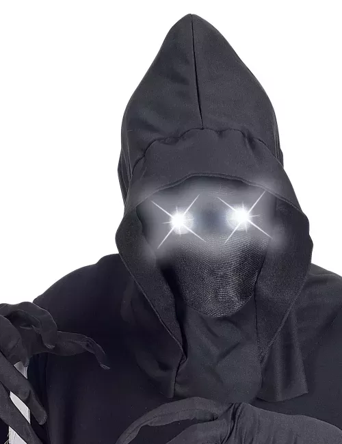 Photo du produit Masque intégral à capuche visage invisible et yeux lumineux blanc adulte