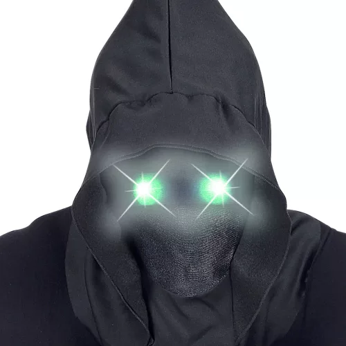 Photo du produit Masque intégral à capuche visage invisible et yeux lumineux vert adulte