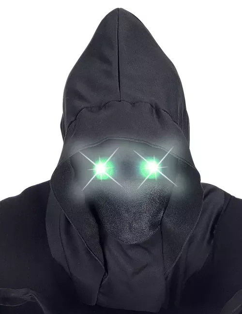 Photo du produit Masque intégral à capuche visage invisible et yeux lumineux vert adulte
