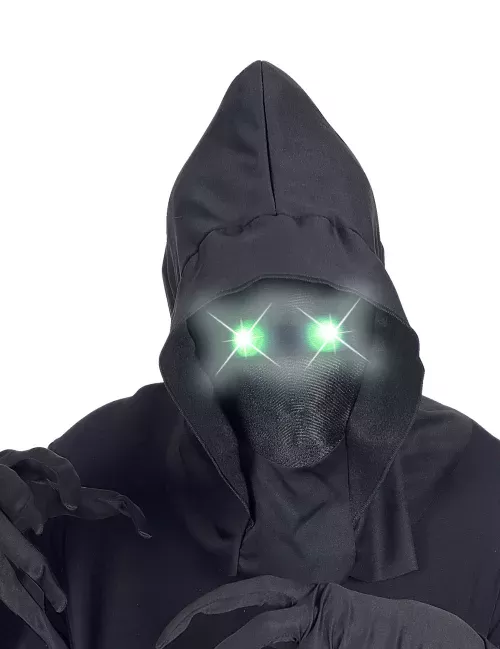 Photo du produit Masque intégral à capuche visage invisible et yeux lumineux vert adulte