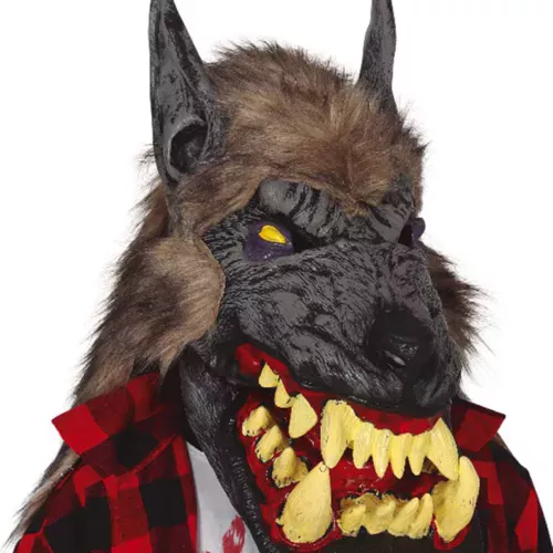 Photo du produit Masque latex loup-garou avec cheveux adulte
