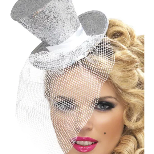 Photo du produit Mini chapeau haut de forme argent femme