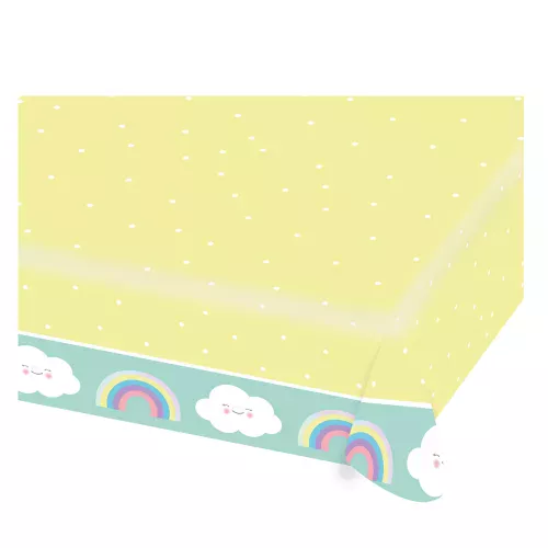 Photo du produit Nappe en papier Petit Nuage menthe et jaune 115 x 175 cm