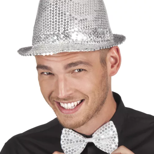 Photo du produit Noeud papillon argenté avec sequins adulte
