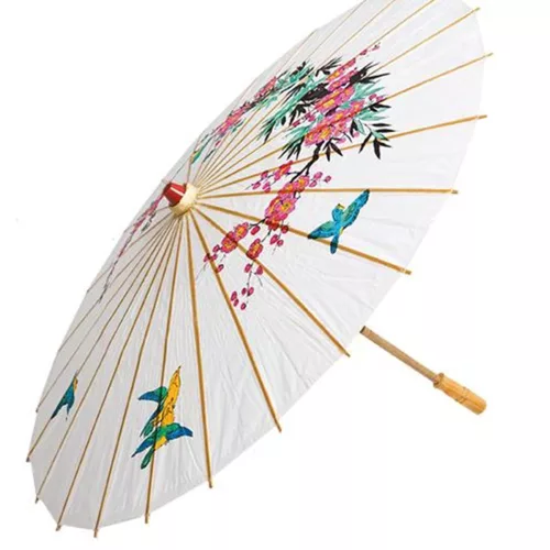 Photo du produit Ombrelle chinoise blanche en papier 56 cm