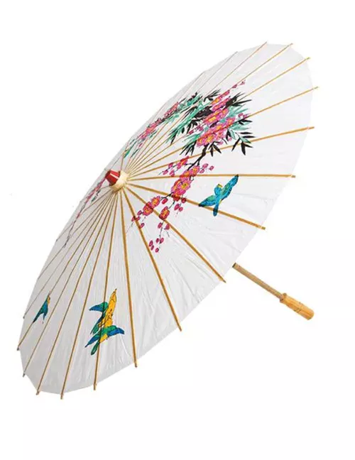 Photo du produit Ombrelle chinoise blanche en papier 56 cm