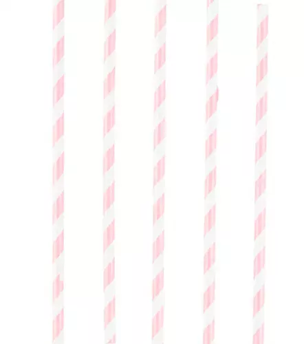 Photo du produit 12 Pailles en carton rose et blanc 19 cm