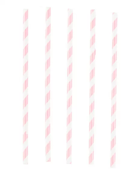 Photo du produit 12 Pailles en carton rose et blanc 19 cm
