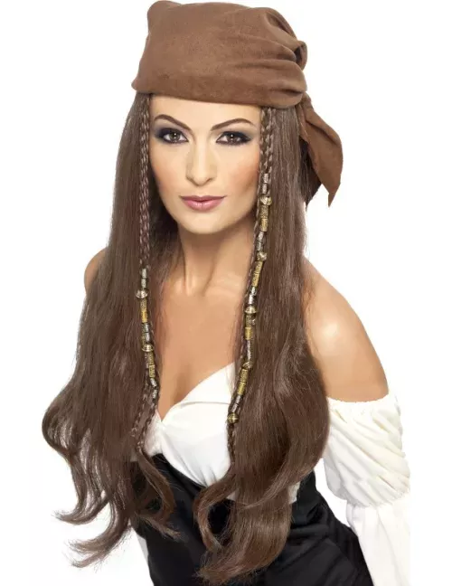 Photo du produit Perruque longue chatain pirate femme