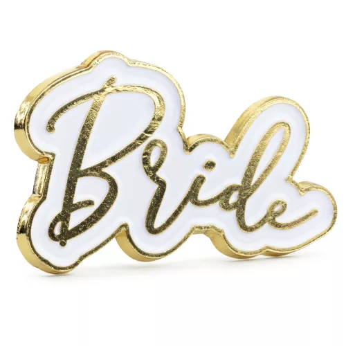 Photo du produit Pin's Bride blanc et doré 3,5 x 2 cm