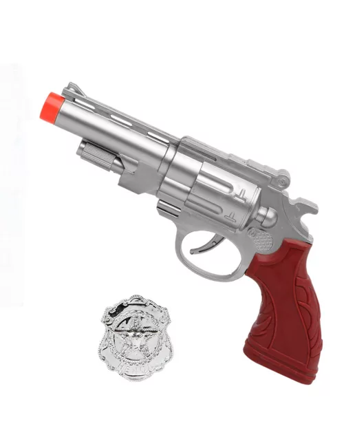 Photo du produit Pistolet argenté avec plaque de police