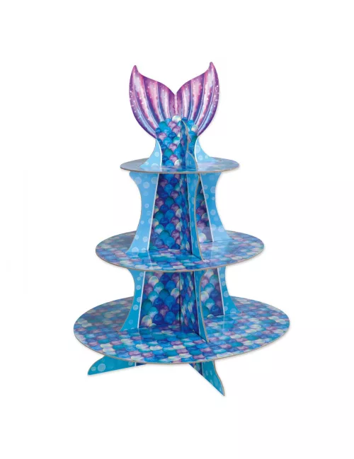 Photo du produit Présentoir à cupcake sirène violet bleu 40 cm