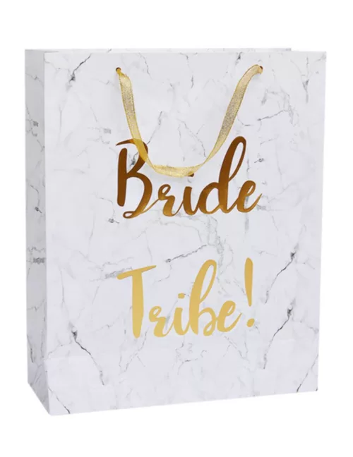 Photo du produit Sac cadeau marbre Bride Tribe EVJF 32 x 25 cm
