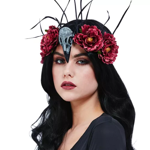 Photo du produit Serre-tête corbeau et roses femme