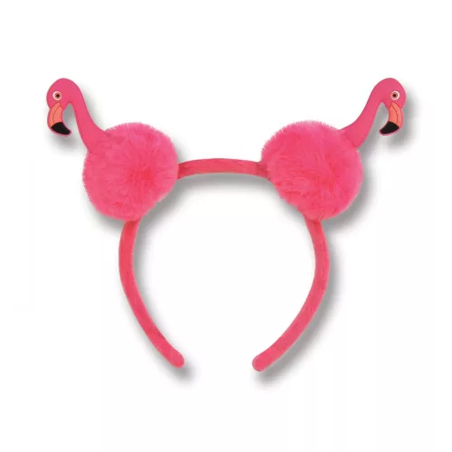 Photo du produit Serre-tête flamant rose pompons adulte
