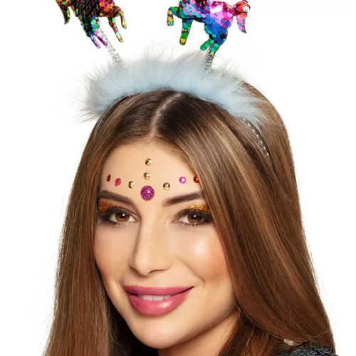 Photo du produit Serre-tête licornes sequins multicolores adulte