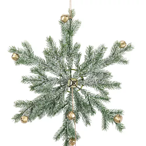Photo du produit Suspension flocon branches de sapin et grelots or 48 cm