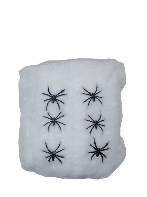 Photo du produit Toile d'araignée blanche avec araignées 100 g Halloween