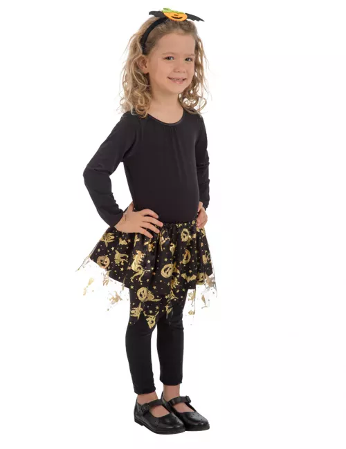 Photo du produit Tutu noir et or halloween fille