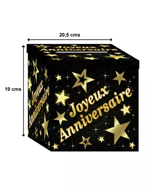 Photo du produit Urne en carton joyeux anniversaire noir et doré