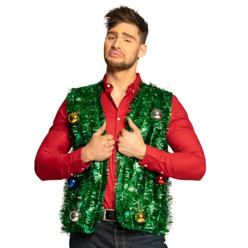 Photo du produit Veste sapin de noel avec boules verte adulte