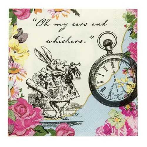Photo du produit 20 Petites serviettes en papier Alice au Pays imaginaire 25 x 25 cm