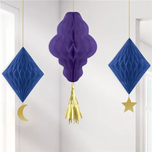 Photo du produit 3 Décorations à suspendre alvéolées en papier mille et une nuits