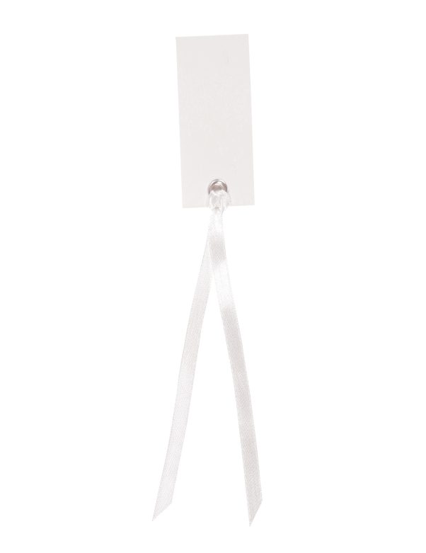 Photo du produit 12 Marque-places rectangle avec ruban blanc 3 x 7 cm