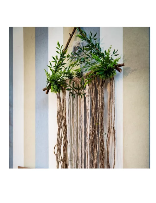 Photo du produit Décoration lumineuse végétale et jute 80 x 37 cm
