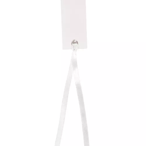 Photo du produit 12 Marque-places rectangle avec ruban blanc 3 x 7 cm