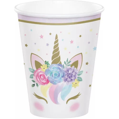 Photo du produit 8 Gobelets en carton licorne féerique blancs 256 ml