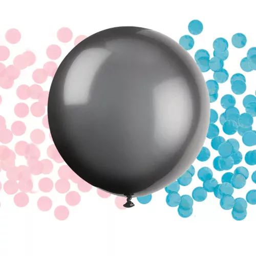 Photo du produit Ballon en latex géant noir baby shower avec confettis 60 cm