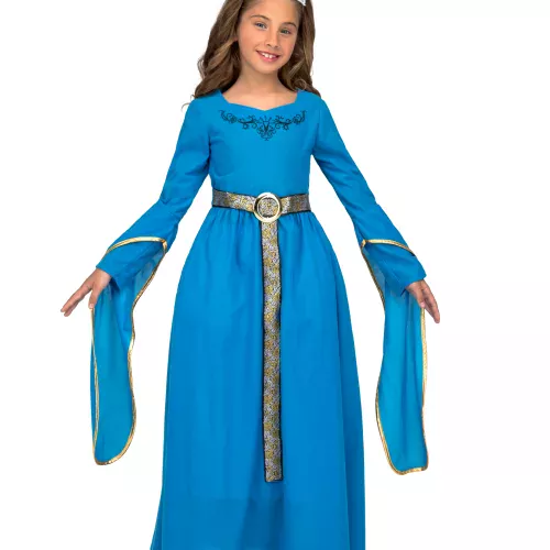 Photo du produit Déguisement avec diadème princesse médiévale bleue fille