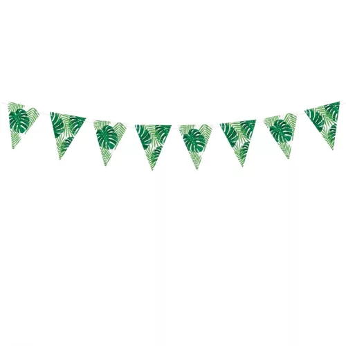 Photo du produit Guirlande de fanions en carton feuilles tropicales 15 cm x 1,3 m