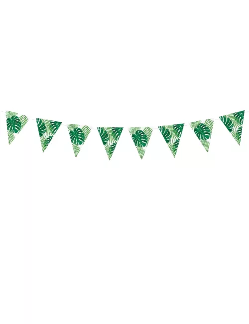 Photo du produit Guirlande de fanions en carton feuilles tropicales 15 cm x 1,3 m