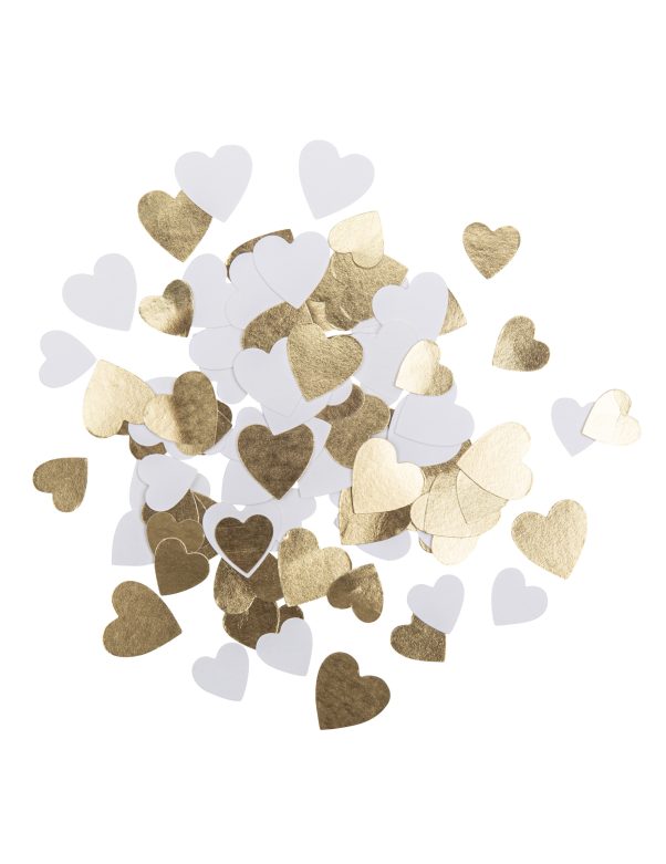 Photo du produit 100 Confettis en papier petits c?urs blancs et dorés 1,5 cm